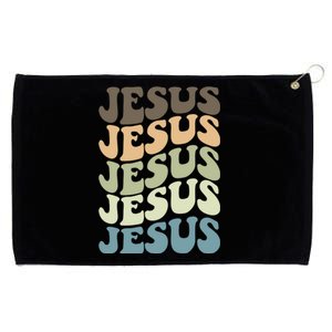 Retro Jesus Name Christian Faith Grommeted Golf Towel