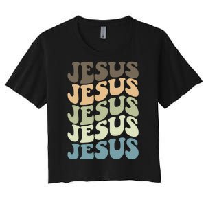 Retro Jesus Name Christian Faith Women's Crop Top Tee