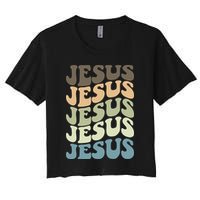 Retro Jesus Name Christian Faith Women's Crop Top Tee