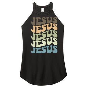 Retro Jesus Name Christian Faith Women's Perfect Tri Rocker Tank