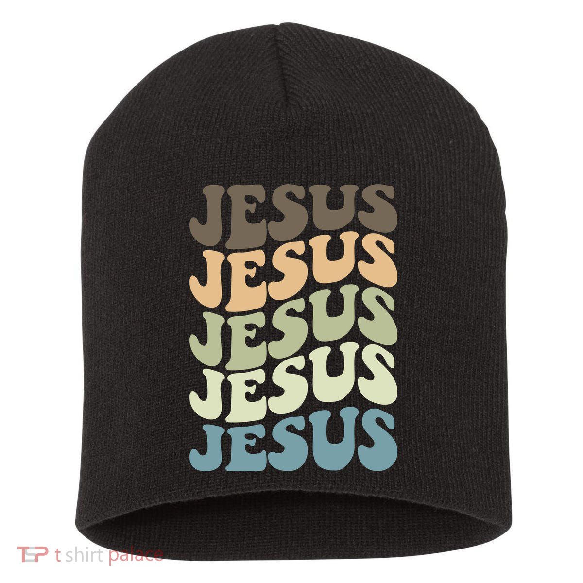 Retro Jesus Name Christian Faith Short Acrylic Beanie