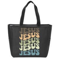 Retro Jesus Name Christian Faith Zip Tote Bag