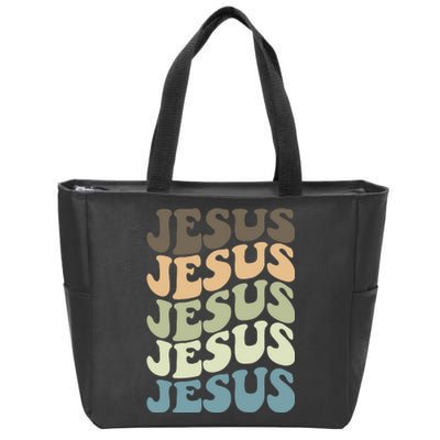 Retro Jesus Name Christian Faith Zip Tote Bag