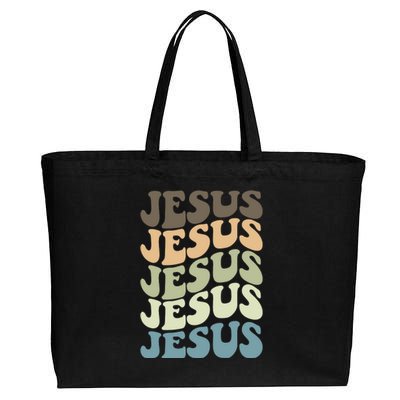 Retro Jesus Name Christian Faith Cotton Canvas Jumbo Tote