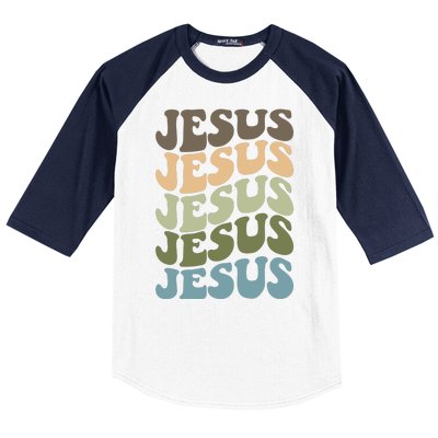 Retro Jesus Name Christian Faith Baseball Sleeve Shirt