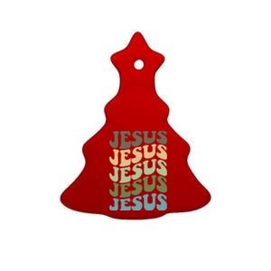 Retro Jesus Name Christian Faith Ceramic Tree Ornament