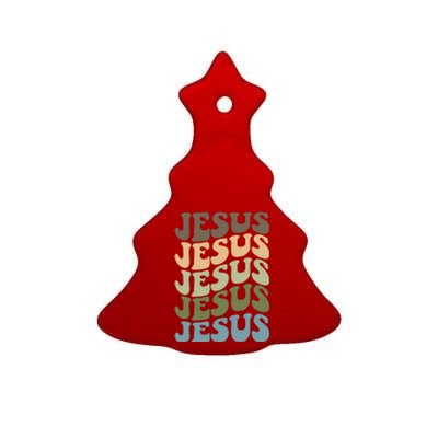 Retro Jesus Name Christian Faith Ceramic Tree Ornament