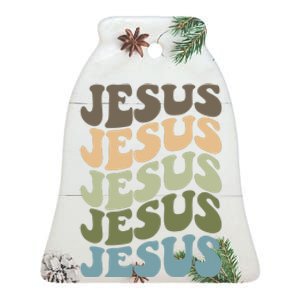 Retro Jesus Name Christian Faith Ceramic Bell Ornament