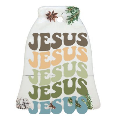 Retro Jesus Name Christian Faith Ceramic Bell Ornament