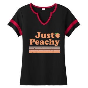 Retro Just Peachy Summer Fun Beach Life Ladies Halftime Notch Neck Tee