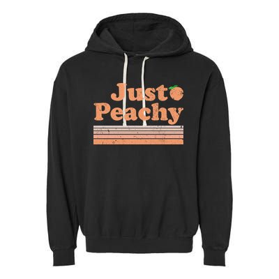 Retro Just Peachy Summer Fun Beach Life Garment-Dyed Fleece Hoodie