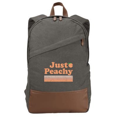 Retro Just Peachy Summer Fun Beach Life Cotton Canvas Backpack