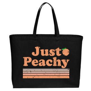 Retro Just Peachy Summer Fun Beach Life Cotton Canvas Jumbo Tote