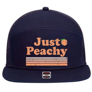 Retro Just Peachy Summer Fun Beach Life 7 Panel Mesh Trucker Snapback Hat