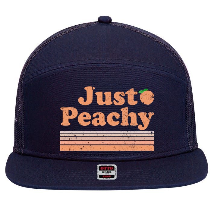 Retro Just Peachy Summer Fun Beach Life 7 Panel Mesh Trucker Snapback Hat