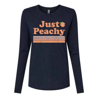 Retro Just Peachy Summer Fun Beach Life Womens Cotton Relaxed Long Sleeve T-Shirt