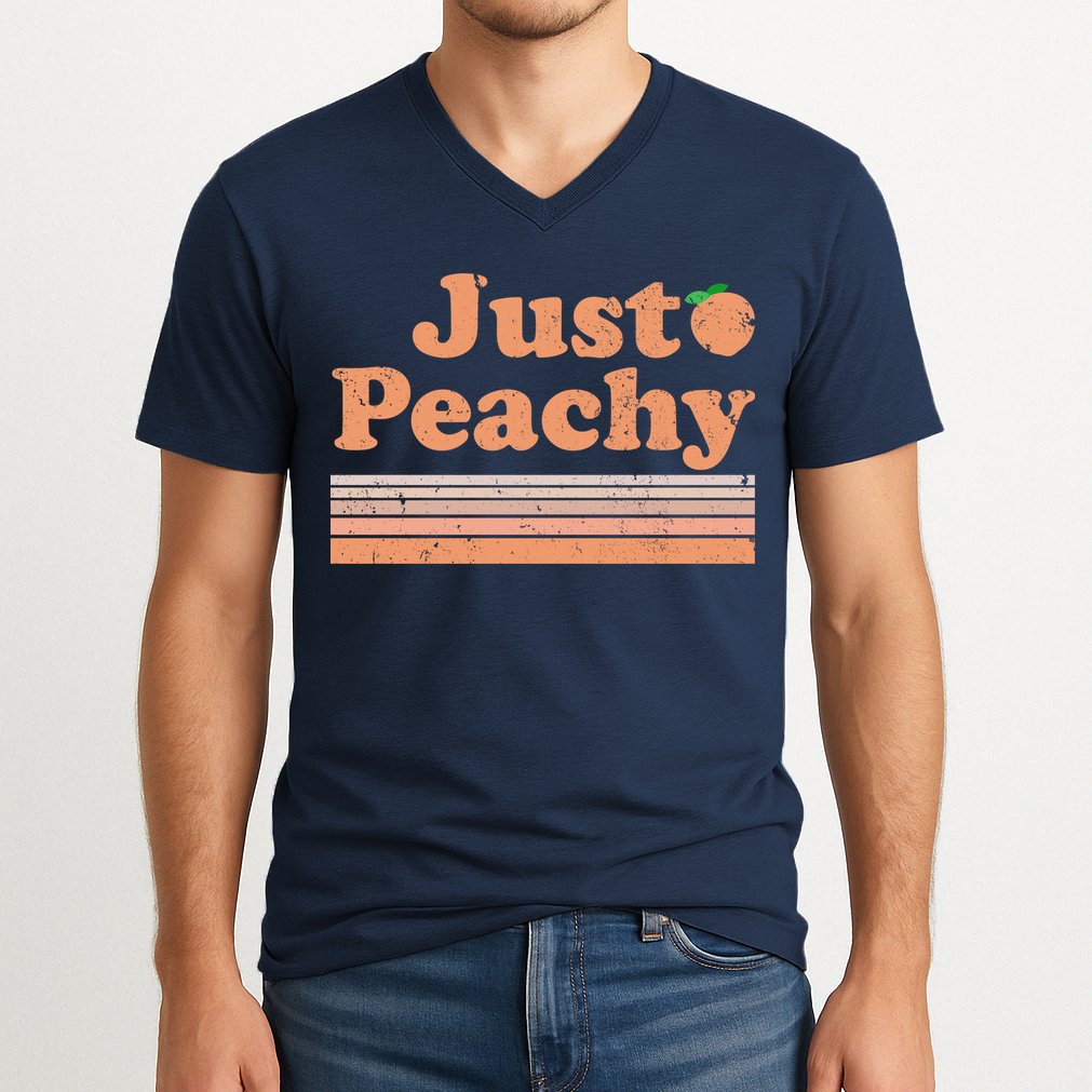 Retro Just Peachy Summer Fun Beach Life V-Neck T-Shirt