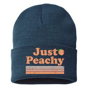 Retro Just Peachy Summer Fun Beach Life Sustainable Knit Beanie