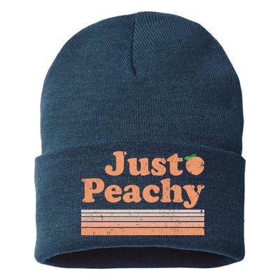 Retro Just Peachy Summer Fun Beach Life Sustainable Knit Beanie