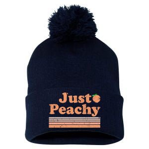 Retro Just Peachy Summer Fun Beach Life Pom Pom 12in Knit Beanie