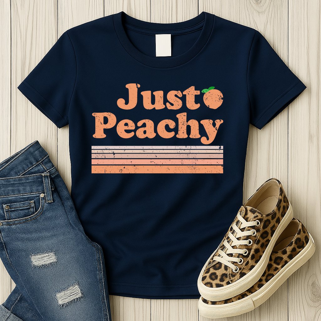 Retro Just Peachy Summer Fun Beach Life Womens T-Shirt