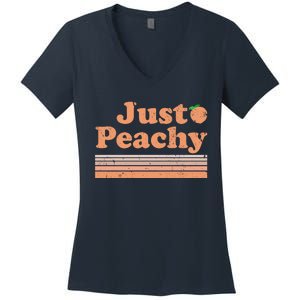 Retro Just Peachy Summer Fun Beach Life Women's V-Neck T-Shirt