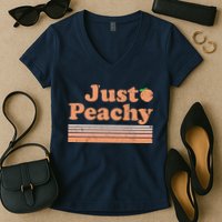Retro Just Peachy Summer Fun Beach Life Women's V-Neck T-Shirt