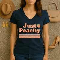 Retro Just Peachy Summer Fun Beach Life Women's V-Neck T-Shirt