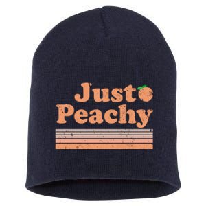 Retro Just Peachy Summer Fun Beach Life Short Acrylic Beanie