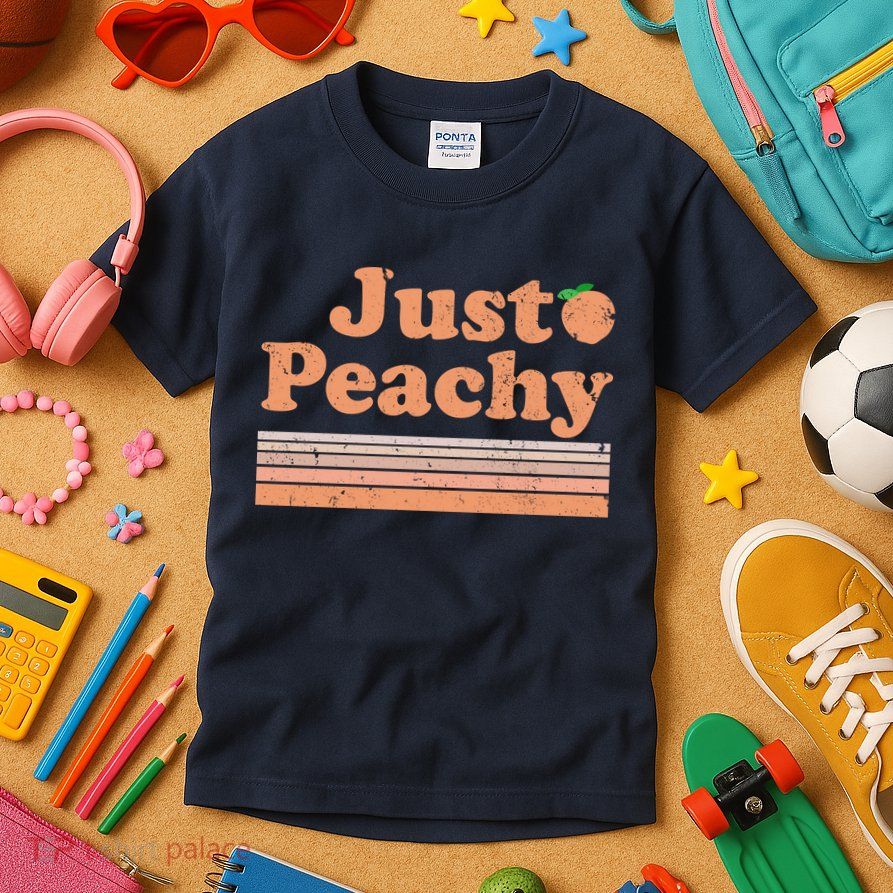 Retro Just Peachy Summer Fun Beach Life Kids T-Shirt
