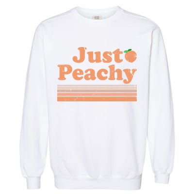 Retro Just Peachy Summer Fun Beach Life Garment-Dyed Sweatshirt