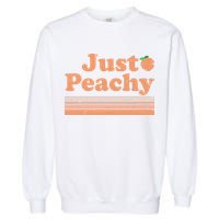 Retro Just Peachy Summer Fun Beach Life Garment-Dyed Sweatshirt