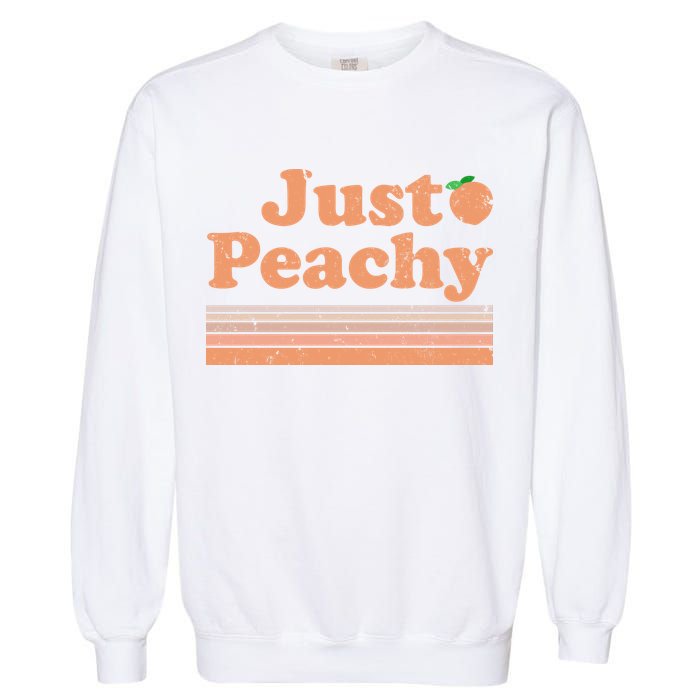 Retro Just Peachy Summer Fun Beach Life Garment-Dyed Sweatshirt