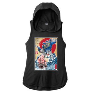 Retro Japanese Robot Soundwave Art Ladies PosiCharge Tri-Blend Wicking Draft Hoodie Tank