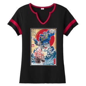 Retro Japanese Robot Soundwave Art Ladies Halftime Notch Neck Tee