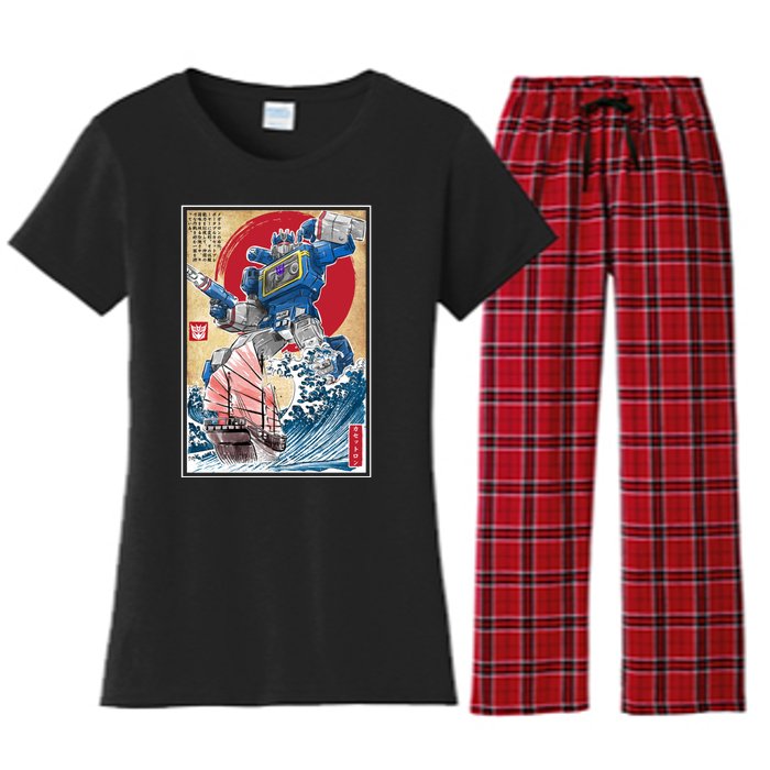 Retro Japanese Robot Soundwave Art Women's Flannel Pajama Set