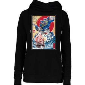 Retro Japanese Robot Soundwave Art Womens Funnel Neck Pullover Hood