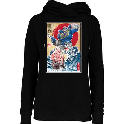 Retro Japanese Robot Soundwave Art Womens Funnel Neck Pullover Hood