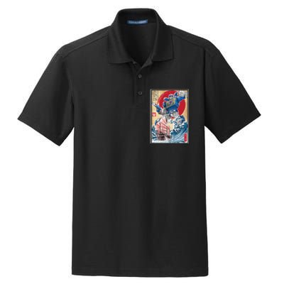 Retro Japanese Robot Soundwave Art Dry Zone Grid Polo