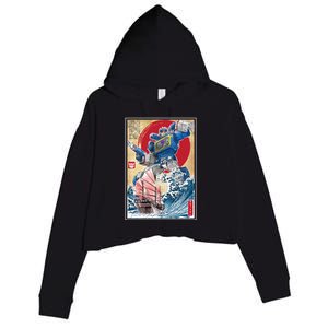 Retro Japanese Robot Soundwave Art Crop Fleece Hoodie