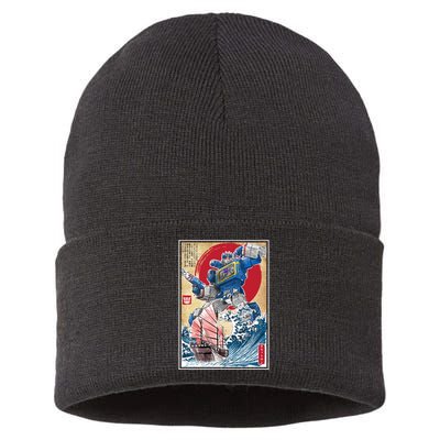 Retro Japanese Robot Soundwave Art Sustainable Knit Beanie