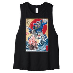 Retro Japanese Robot Soundwave Art Women's Racerback Cropped Tank