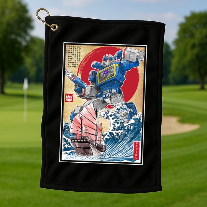 Retro Japanese Robot Soundwave Art Golf Towel