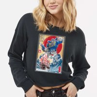 Retro Japanese Robot Soundwave Art Cropped Pullover Crew