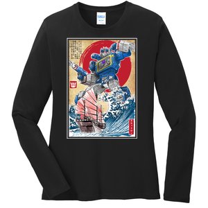 Retro Japanese Robot Soundwave Art Ladies Long Sleeve Shirt