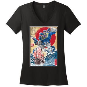 Retro Japanese Robot Soundwave Art Women's V-Neck T-Shirt