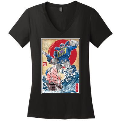 Retro Japanese Robot Soundwave Art Women's V-Neck T-Shirt