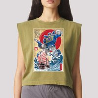 Retro Japanese Robot Soundwave Art Garment-Dyed Women's Muscle Tee