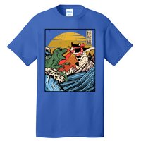 Retro Japanese Reptile Monster Vs Cat Monster Great Wave Tall T-Shirt