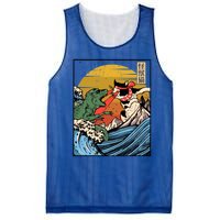 Retro Japanese Reptile Monster Vs Cat Monster Great Wave Mesh Reversible Basketball Jersey Tank